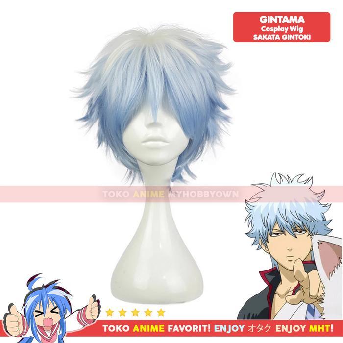 Wig Cosplay Anime Gintama : Sakata Gintoki Ice Blue
