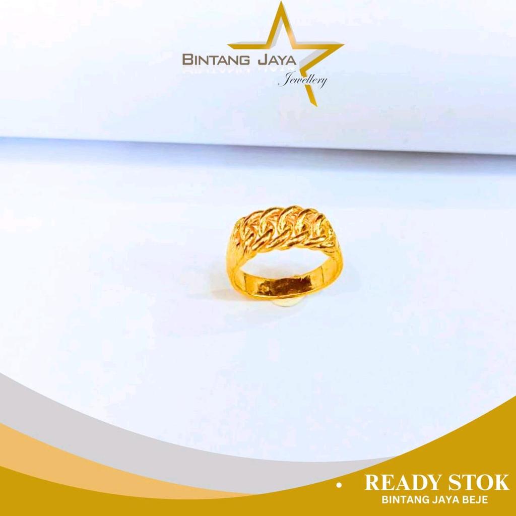 Cincin Emas Atas Rantai (Timbang Air) 0.53 - Kadar LM99 - Berat 10gr - Size 17 - Gaya prestisius den