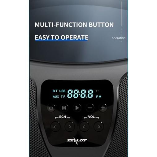 Zealot Portable Bluetooth Speaker + Mic Karaoke Boombox Powerfull Super Bass - 40W - P1 Terbaik