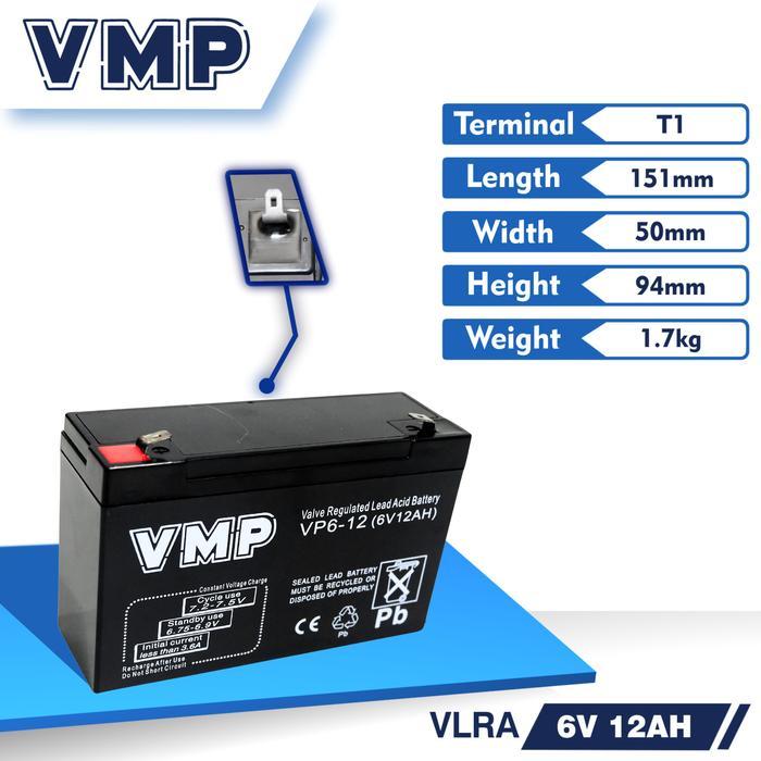 Baterai mobilan aki VMP 6V 12Ah
