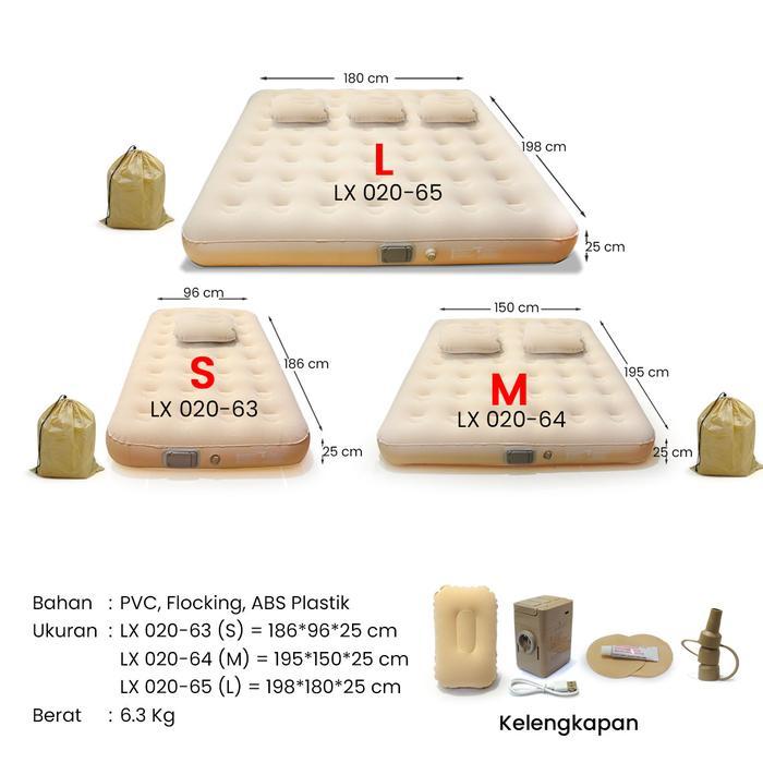 TERBARU Matras Angin Kasur Angin Tiup 200x154x43cm Multifungsi Matras Kasur Pompa Outdoor
