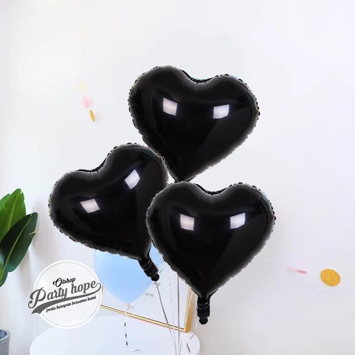 balon foil hati hitam / balon bentuk hati / balon foil love hati hitam