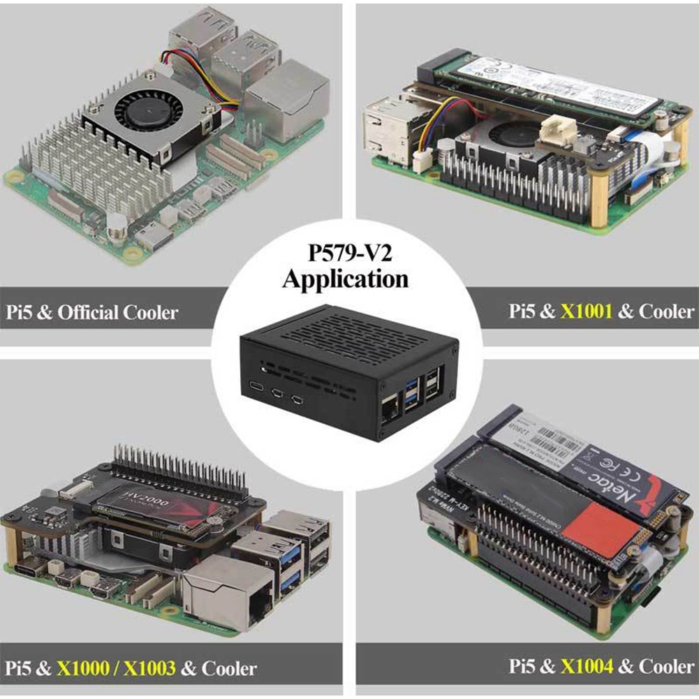 New Arrival X1015 For Raspbery Pi PCIE To M.2 NVME SSD Expansion Board With Case Support Nvme M.2