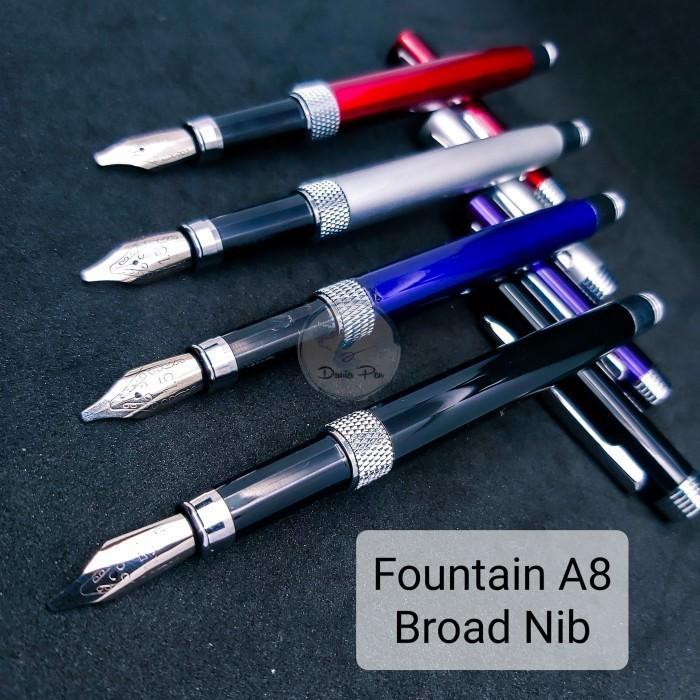 "New" Pena Kaligrafi A8 Broad Nib Fountain Pen Metal Mata 1,5mm