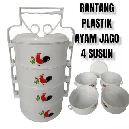 Rantang Ayam Jago Plastik 4 Susun / Rantang Susun / Rantang Plastik / Rantang Murah
