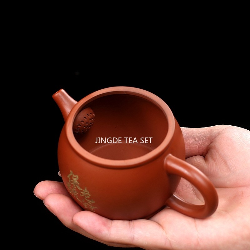 Chinese YIXING Purple Clay Teapot, Handmade Vermilion Clay Hanwa Teapots, PUER Kung Fu Teapot, Round