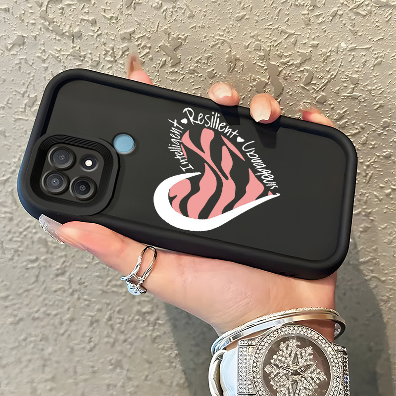 Casing Hp OPPO A15 A15s A35 Case Hati macan tutul merah muda Kasing silikon Cesing murah Kesing Soft