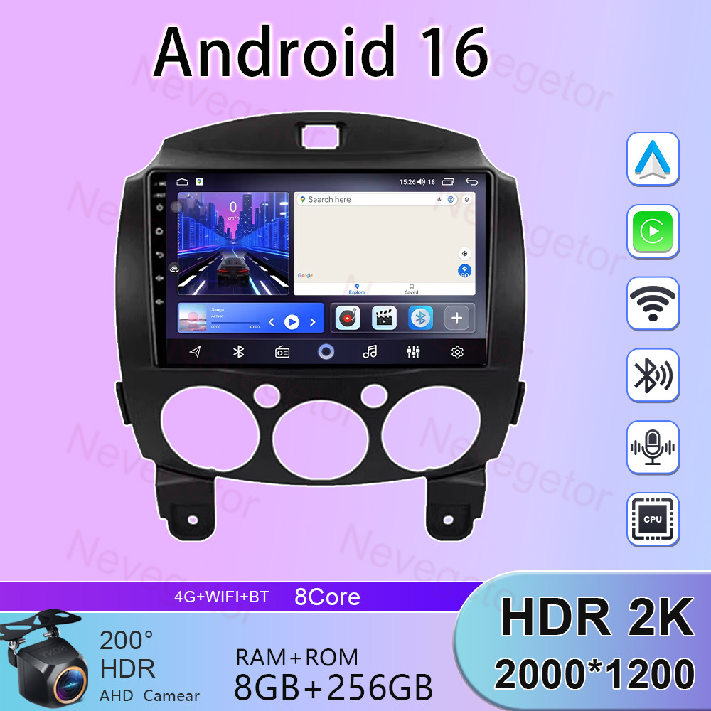 WiFi For MAZDA 2 Mazda2 2007 2008 2009 2010-2014 Car Radio Android 16 Carplay Navigation GPS Android