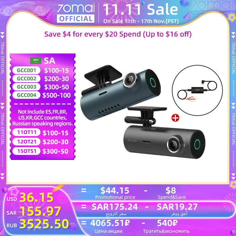 70mai M300 Car Recorder Navy 24H Parking Mode 1296P 70mai Dash Cam M300 Hidden Cam Night Vision 70ma