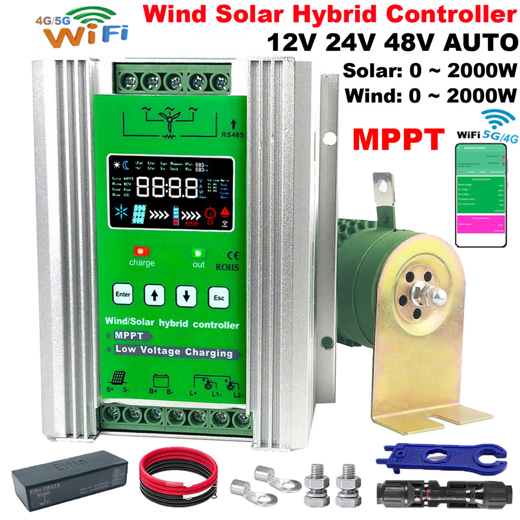 12V 24V 48V 4KW 2000W Wind Solar Hybrid Charge Controller,MPPT Charge Solar Panel Wind Turbine, for 