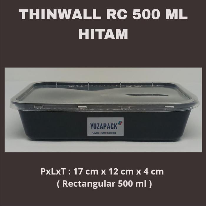 Thinwall Kotak Makan 500 ml (Hitam) Food Container Take Away Plastik