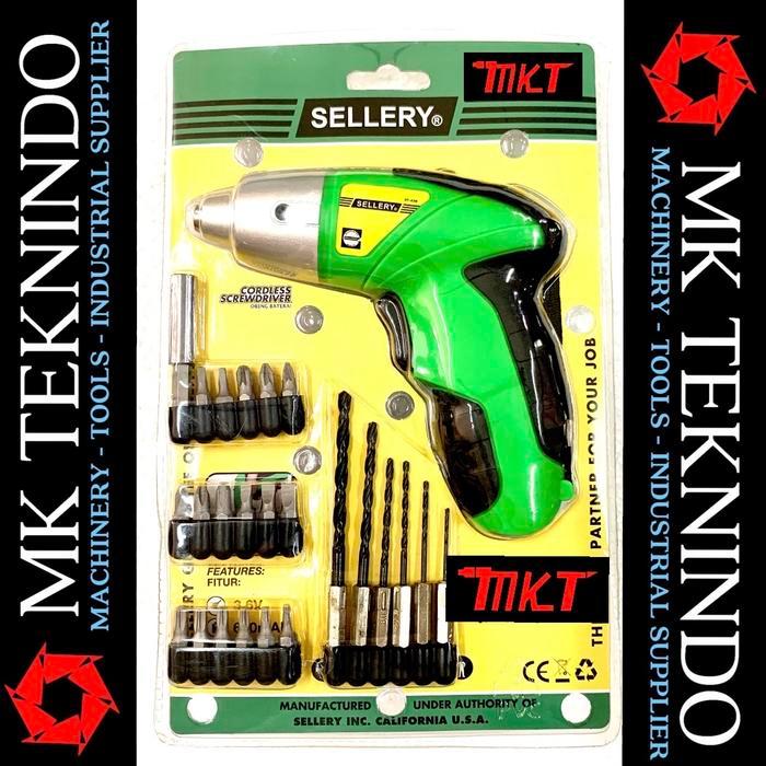 Cordless Screwdriver Set Mesin Bor Obeng Baterai Batere Portable