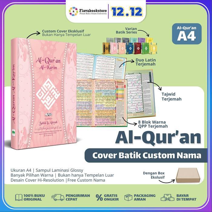 Top Al Qur'an A4 Jumbo Duo Latin Special Custom Nama dan Quotes Batik Series - Says Quran