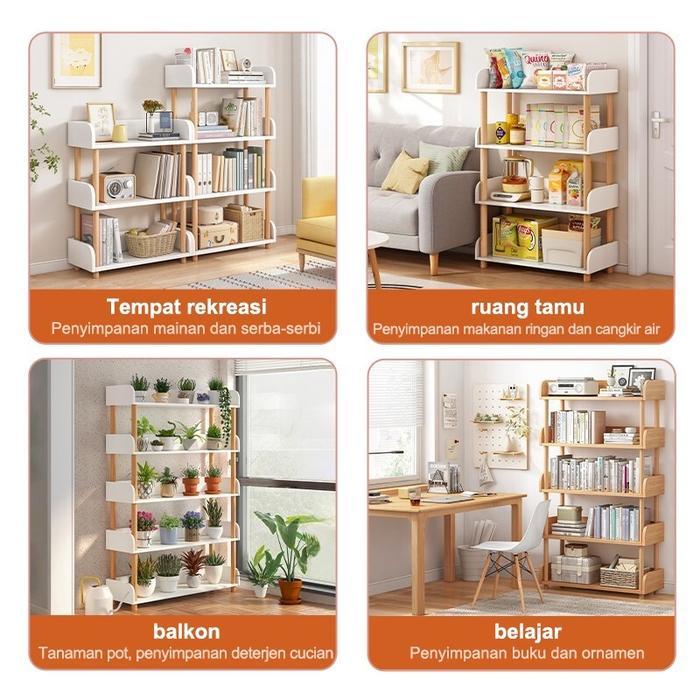 Rak Buku Kayu 6 SUSUN Rak Susun Kayu Rak Buku Penyimpanan Rak Susun Penyimpanan Praktis