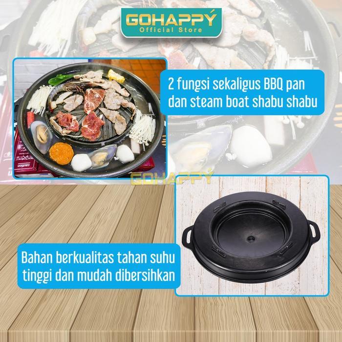 Panci Grill Pan Shabu Shabu Sukiyaki Bulgogi Pan 2 in 1 Hotpot Kompor
