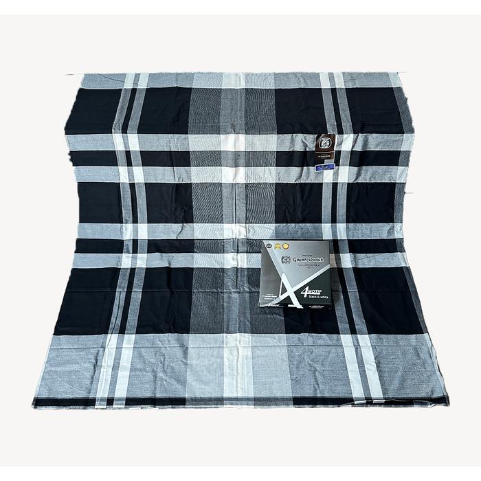 Sarung Gajah Duduk Hitam Putih Black & White Sarung Tenun Katun Premium Pria Dewasa