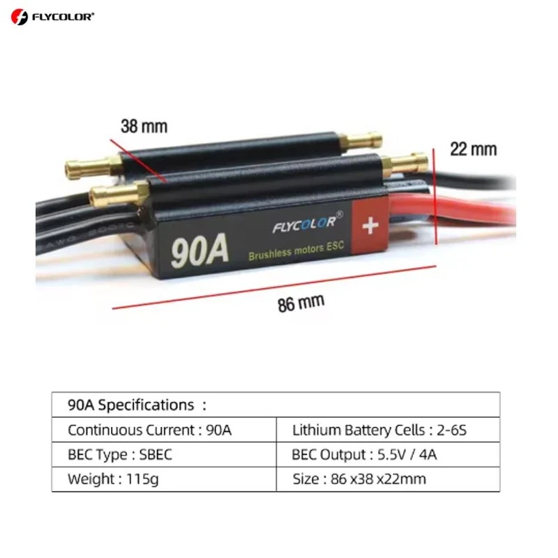 FlyColor 30A 50A 70A 90A 120A RC BOAT ESC Waterproof 2-6S Lipo Brushless Speed Controller for RC