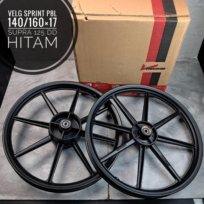 Velg Sprint Rossi Palang 8 Lurus Swan Supra 125 Double Disc 140/160X17 Hitam/Putih