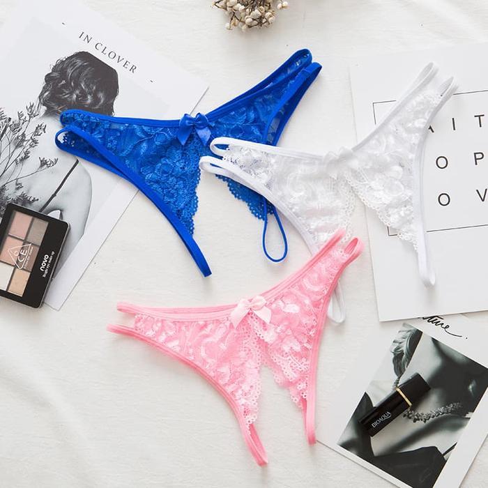 COD AMAN G STRING CELANA OPEN CELANA DALAM CD WANITA THONG LINGEIRE LINGERIE C122 PUTIH FREE/45 55KG