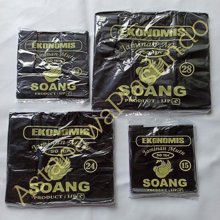 NEWW Plastik kresek ekonomis ukuran 28 hitam 28x48 cm soang eko murah