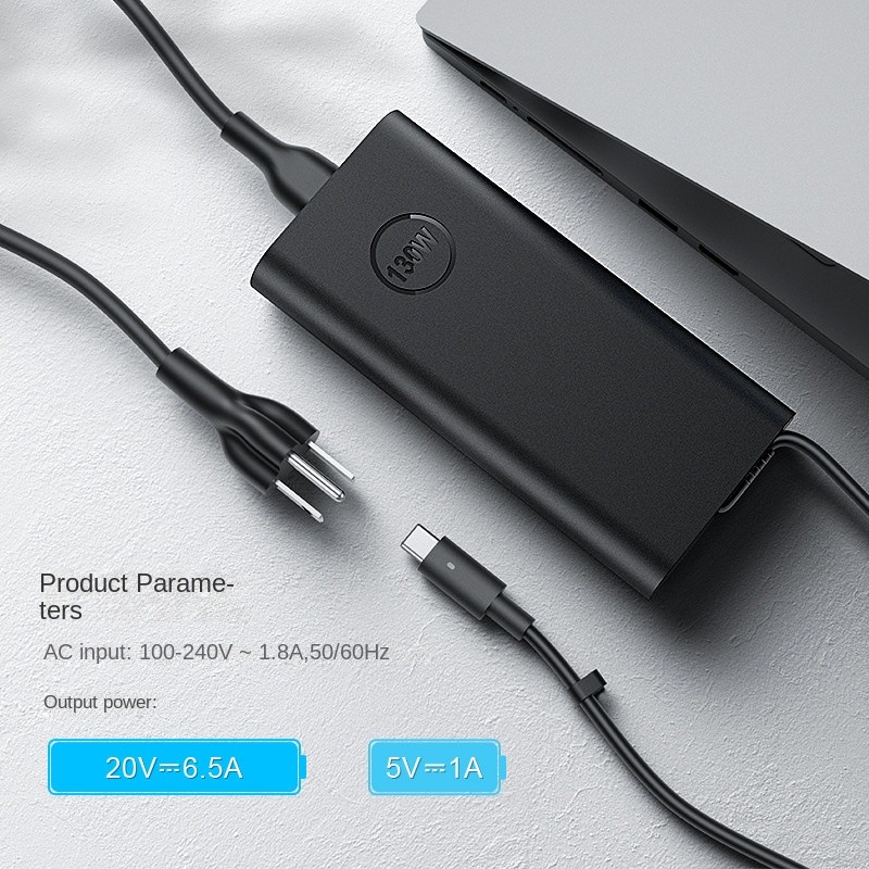 130W USB C type C adapter laptop charger compatible with Dell XPS 15 2in1 9575 precision 5530 2in1