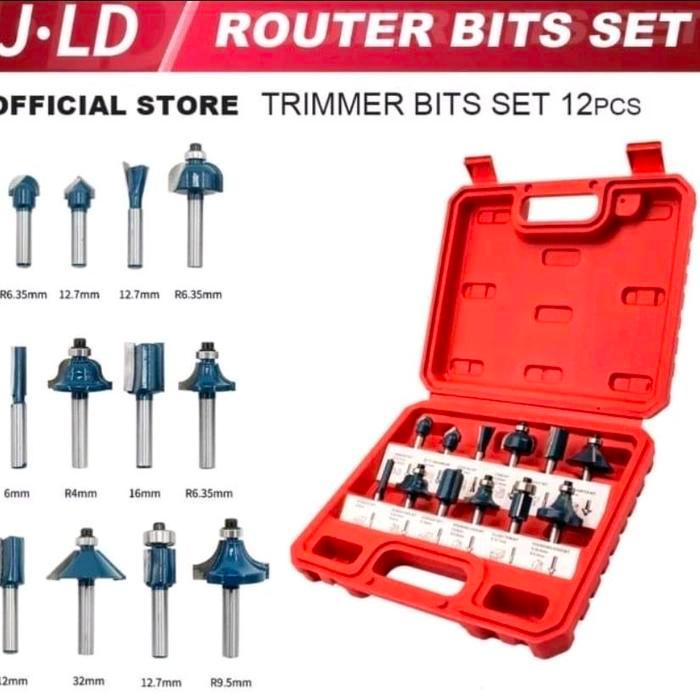 JLD Mata Profil Router Trimmer Set 12pcs mata profil 6.35mm trimmer bits 1/4 inch untuk Proyek Kayu