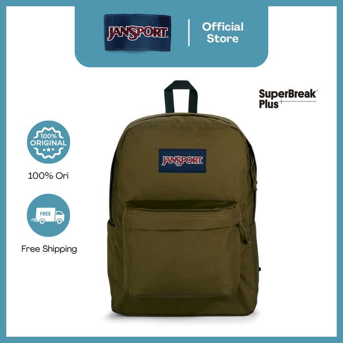JANSPORT TAS RANSEL POLOS / BACKPACK SEKOLAH / DAYPACK HARIAN SUPERBREAK PLUS - ARMY GREEN