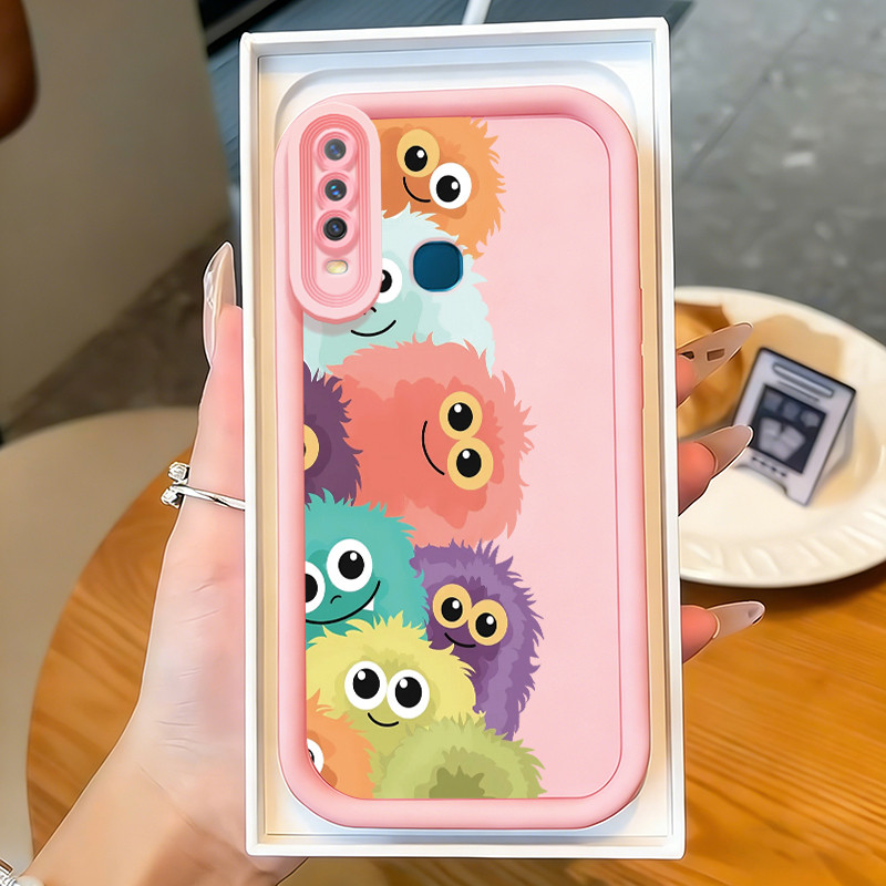 Casing Hp untuk VIVO Y12 Y12i Y15 Y17 Y3 Y3s Case Monster Bola Bulu Kasing silikon Cesing Elastis So