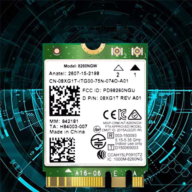 8260 8260NGW WiFi Card+2XAntenna 2.4G/5Ghz 867M Bluetooth 4.2 NGFF M.2 WiFi Wireless Card Module for