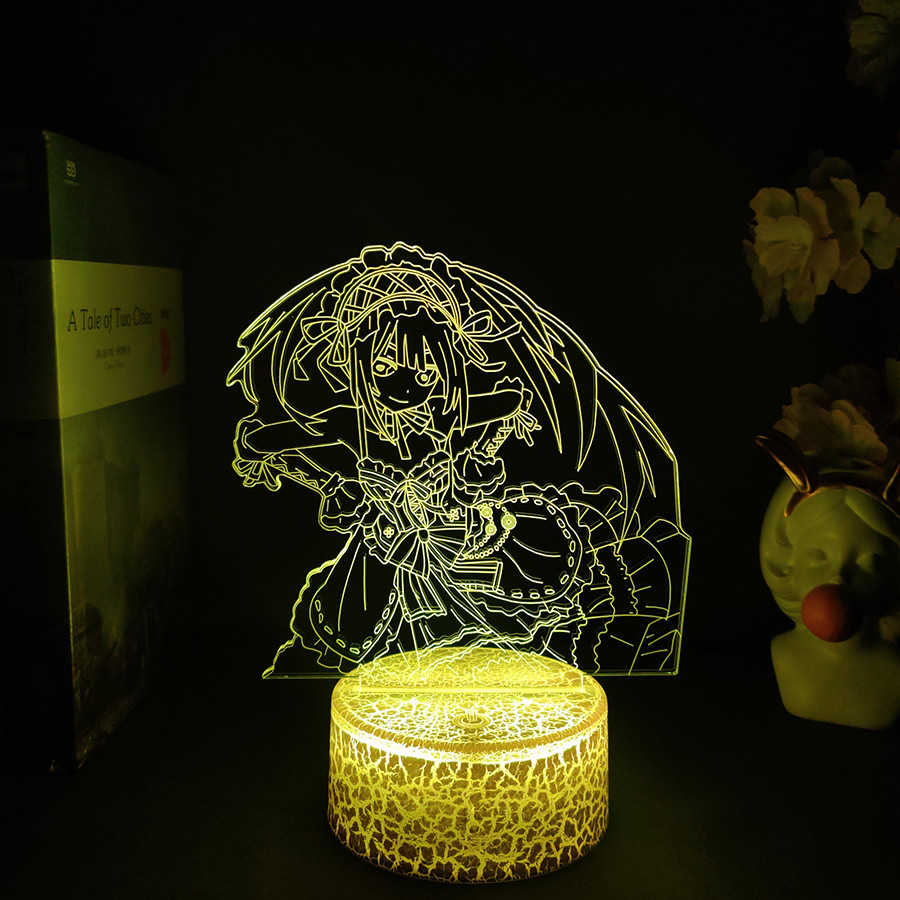 Anime Figma 585 Date A Live III Kurumi Tokisaki Figure Action Figure Nightlight 3d Illusion Acrylic