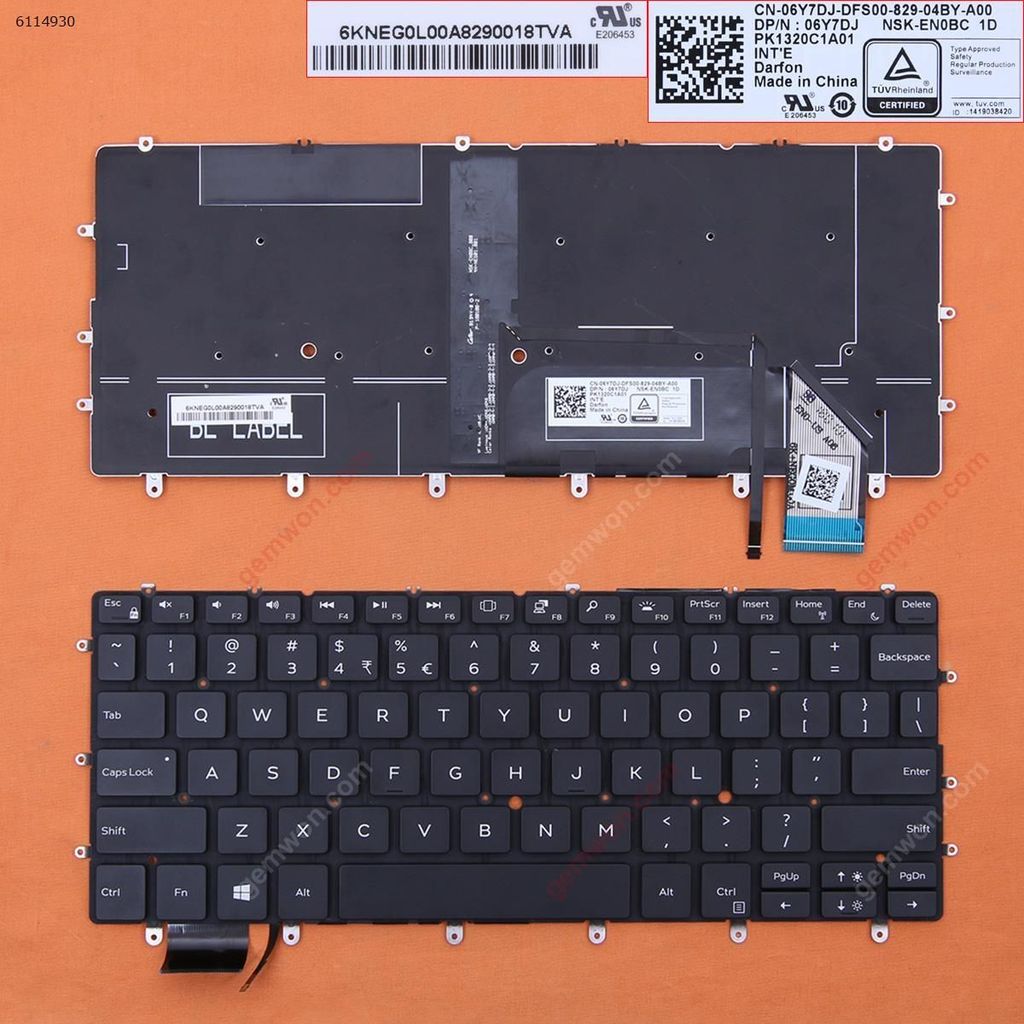 US Laptop Keyboard for DELL XPS 13 9370 9380 7390 9305 Black with Backlit