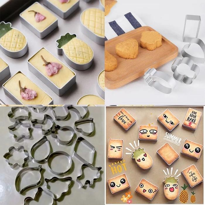 1 Set Isi 16 Pcs Cetakan Kue Kering / Cetakan Kue Kacang Cookie Cutter Kue Kering Karakter Praktis -