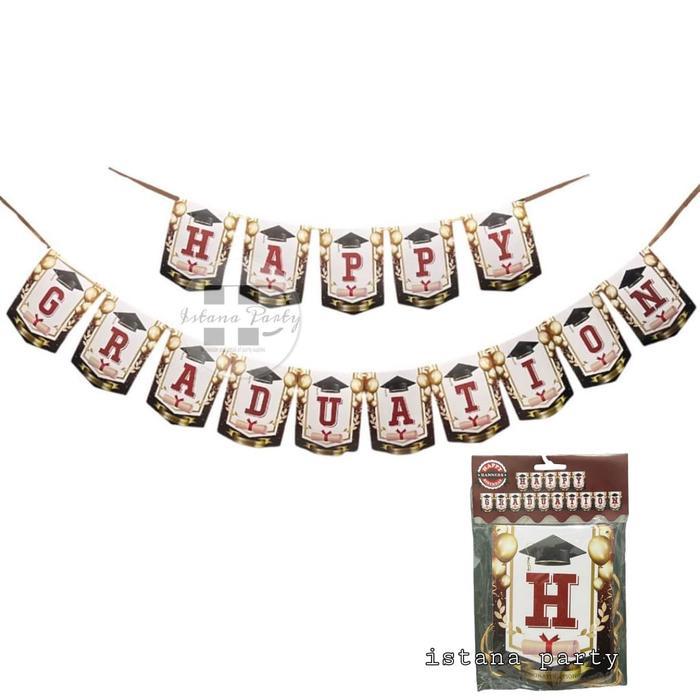 Banner Happy Graduation / Bunting Flag Wisuda Motif Toga