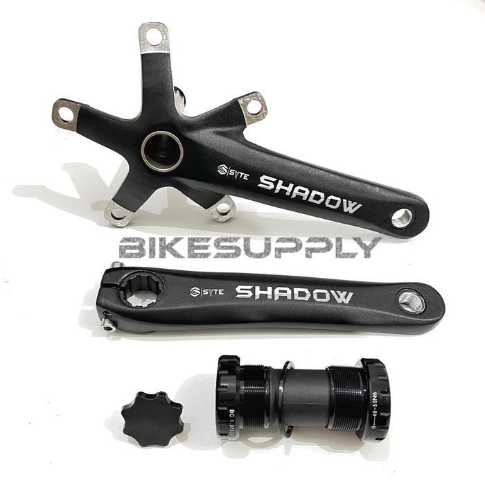 Crank Arm + BB Hollowtech 2 HT 2 Sepeda Merk SYTE Shadow Warna Hitam Material Alloy Panjang 170 mm