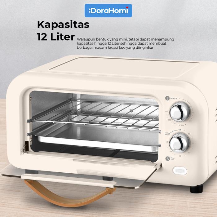 Dorahomi Oven Listrik Low Watt Electric Open Pemanggang Kue Alat Panggang Serbaguna 12 Liter 800 W