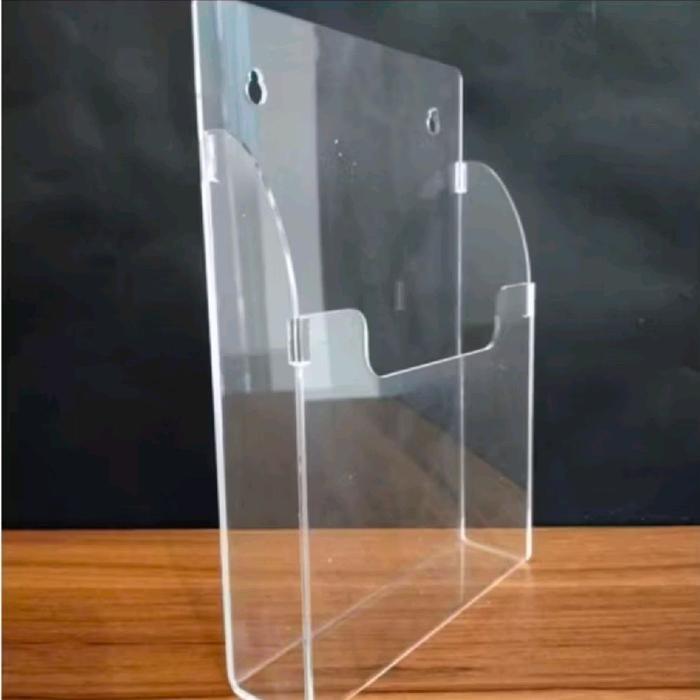 akrilik tempat brosur gantung F4/wadah brosur