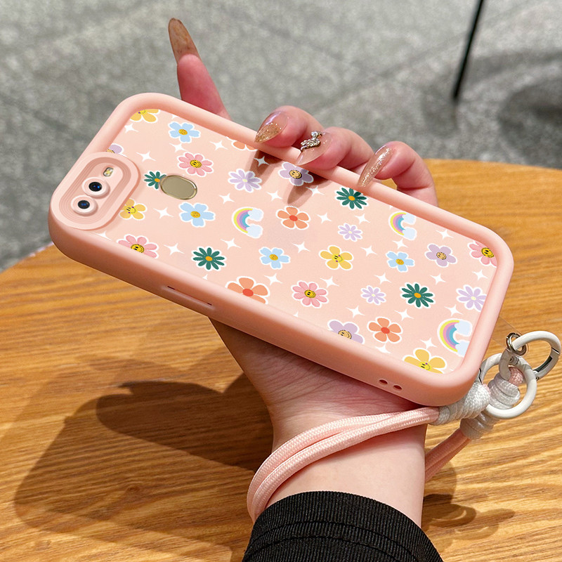 Casing Hp untuk OPPO A7 A5s A12 A12s A11K Case Casing HP Softcase Ponsel Soft Shell dengan Tali Sili