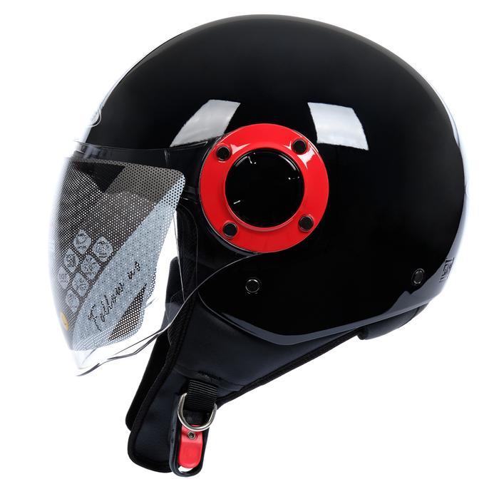 Zeus Zs 217 Black Half Face Double Visor Helmet