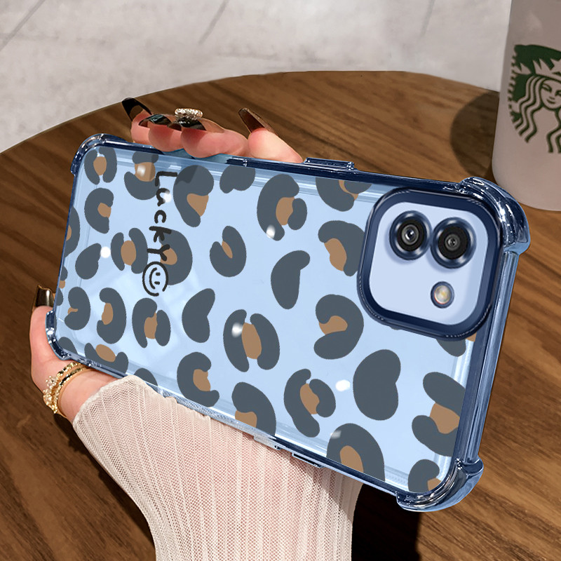 Casing Hp untuk Samsung Galaxy A03 Case Macan tutul kartun Kasing Phone plating Cesing Berlaku Airba