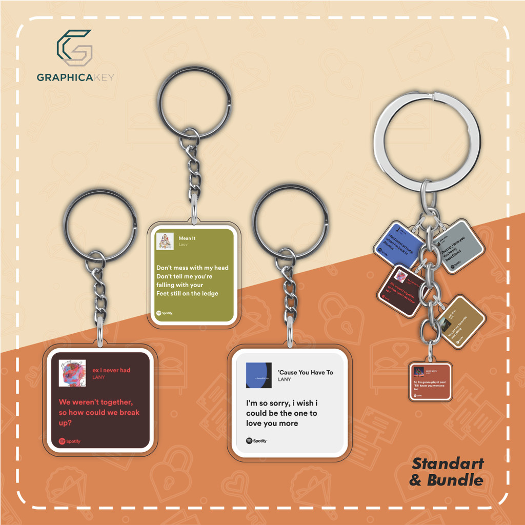 Gantungan Kunci Akrilik Lirik Lagu Spotify Lany Keychain Acrylic Print UV 2 Sisi