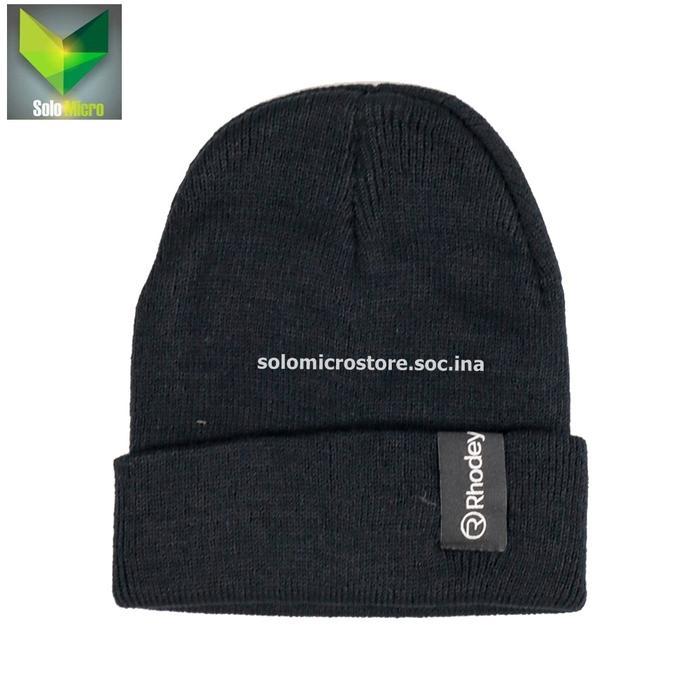 Topi Cupluk Gunung Pria Wanita Rhodey Kupluk Rajut Beanie Black