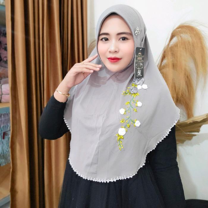 Sedia hijab fo diva sulam bunga mewah