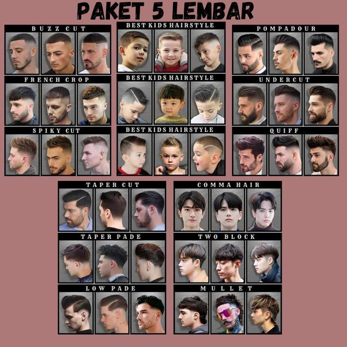Poster barbershop murah poster barbershop gambar potong rambut foto model pangkas rambut