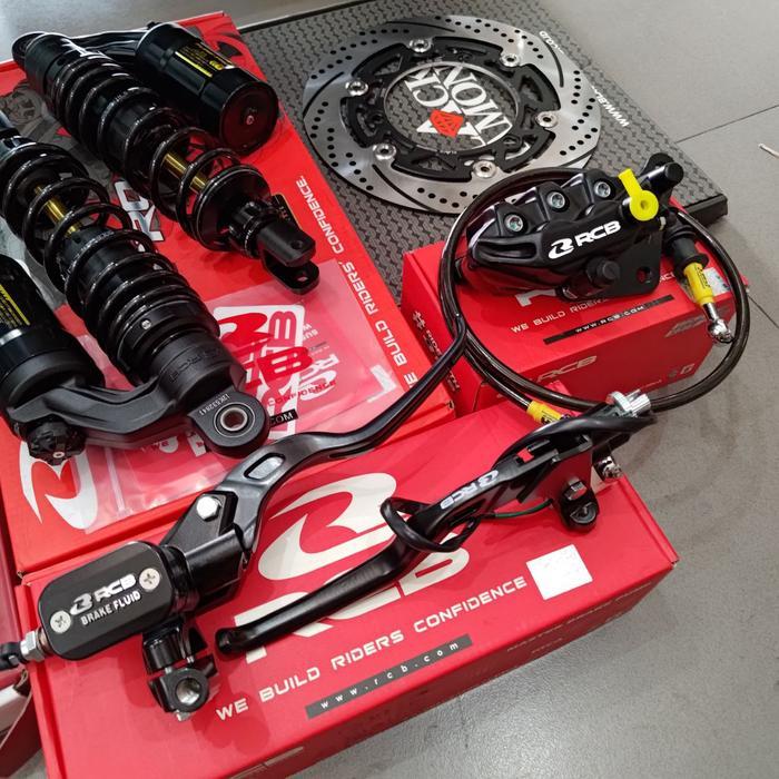 Paketan Master rem rcb e3 14mm kotak 14mm + Kaliper RCB 2 Piston + Selang carbon 100cm+60cm Aerox
