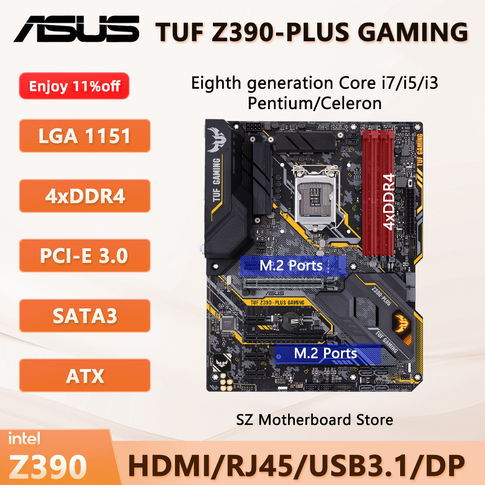 ASUS TUF Z390-PLUS GAMING LGA 1151 Motherboard for Intel 8th/9th Gen CPU i9 9900K i7 9700 i5 9400F