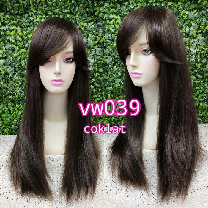 wig poni rambut palsu wanita dewasa panjang 50 cm lurus 039 coklat