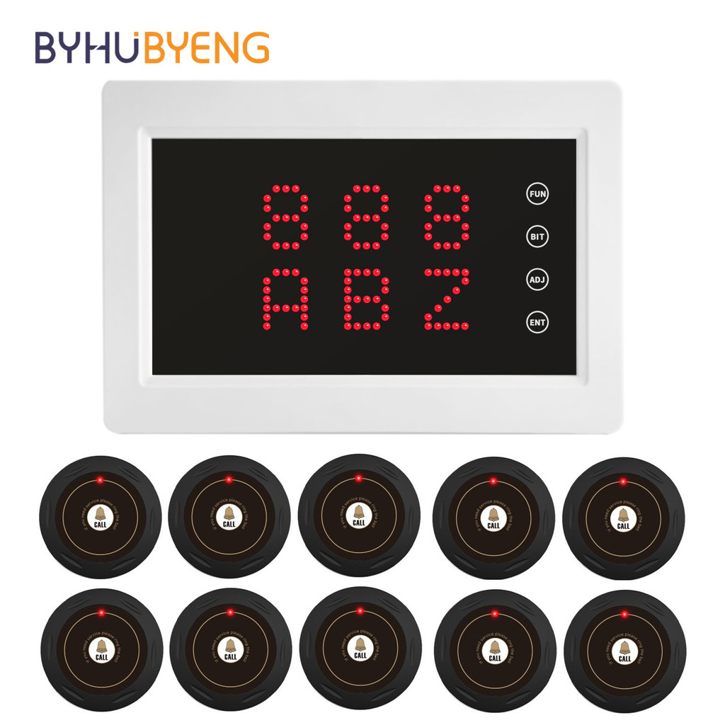 BYHUBYENG Wireless Calling System Restaurant Pager System Display + Calling Buttons for Restaurant