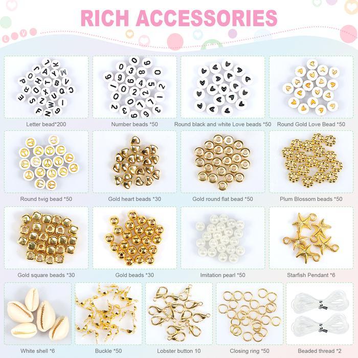 Thebest- Clay Beads Bracelet Making Kit Flat Beads Boho Jewelry Making Acce Polymer Clay Chips Bead