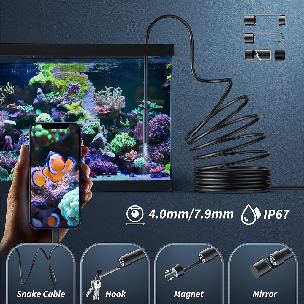 Piping Automotive Sewer Inspection Endoscope Camera For Iphone Android 8 IOS Endoscopic Camera