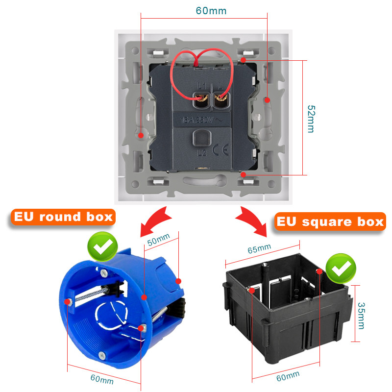 novski Crystal Tempered Glass Panel 1 Gang 1way, 1 Gang 2way, 2 Gang 1way, 2 Gang 2way, Wall Switch